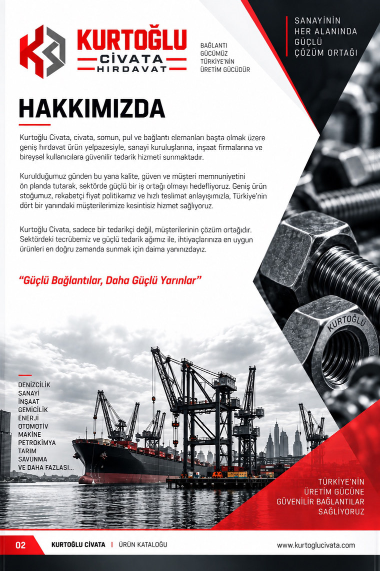 Kurtoğlu Cıvata ürün kataloğu iç sayfası
